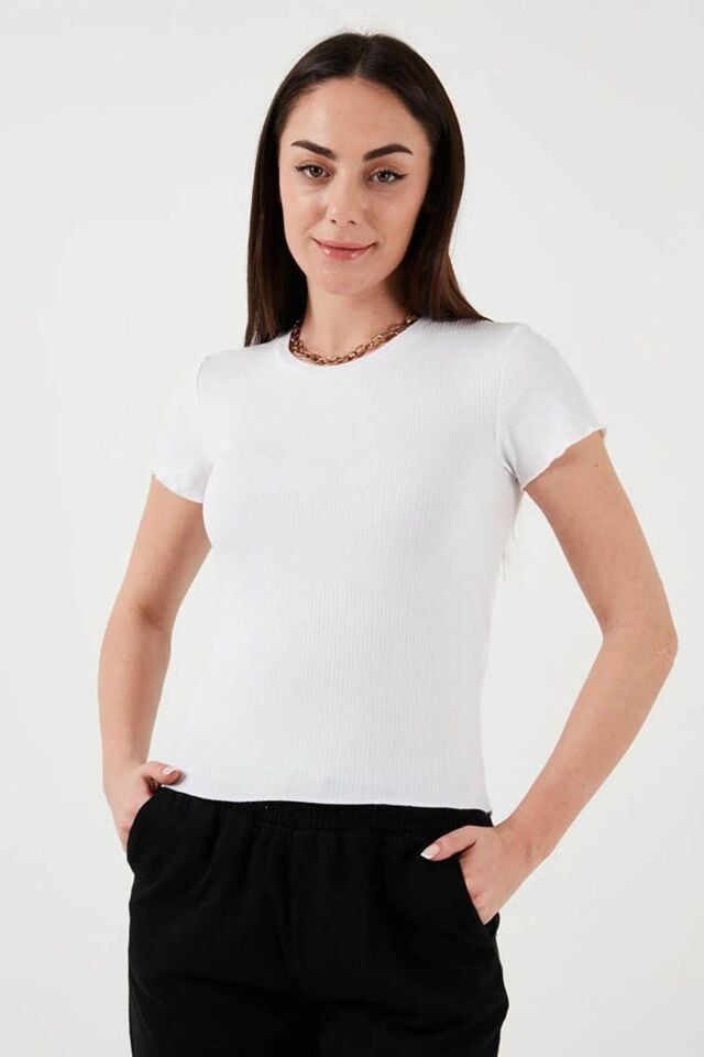 FASHION FRIENDS KADIN KISA KOLLU T-SHİRT 25Y0444K1