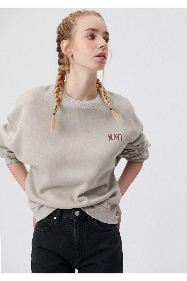 MAVİ KADIN MAVİ LOGO SWEATSHIRT Çakmaktaşı Gri 1611600-70112