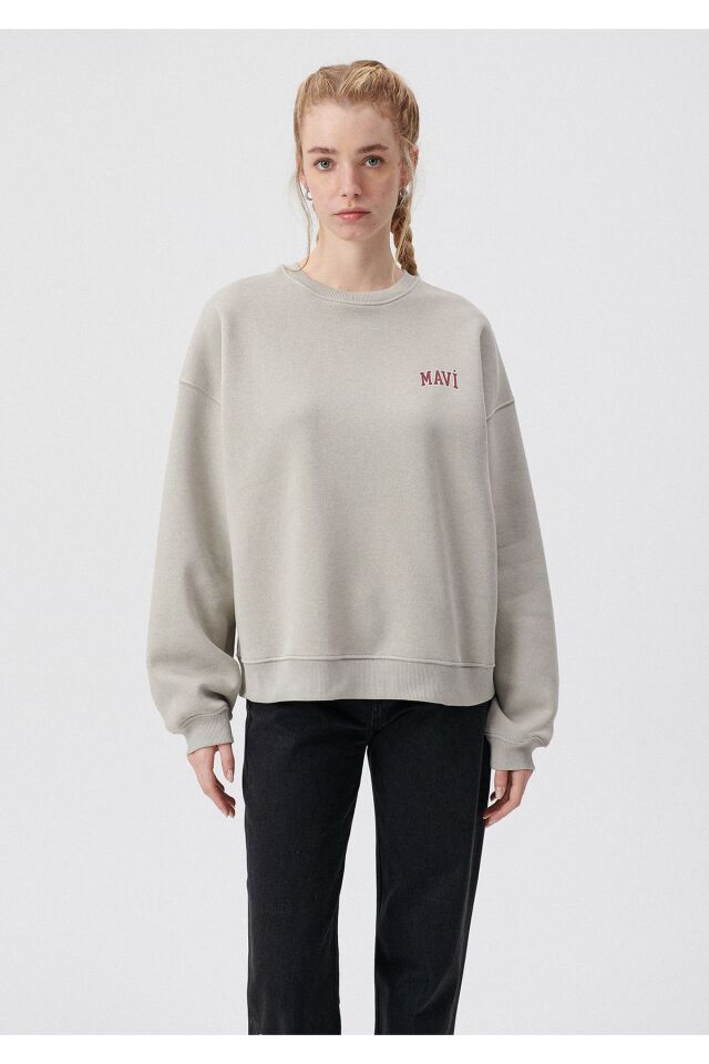 MAVİ KADIN MAVİ LOGO SWEATSHIRT Çakmaktaşı Gri 1611600-70112
