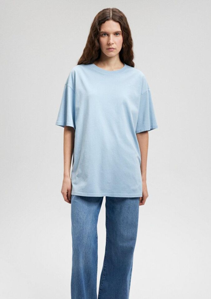 MAVİ KADIN YUVARLAK YAKA BASIC TİŞÖRT Forget-Me-Not 1610317-70820