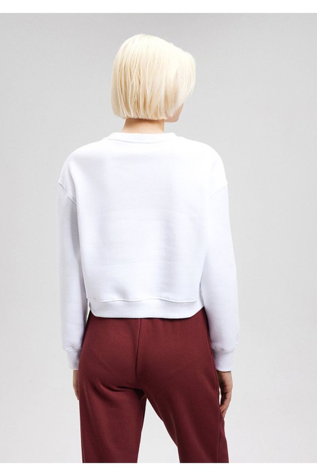 MAVİ KADIN LOGO KISA SWEATSHIRT Beyaz 1611601-620