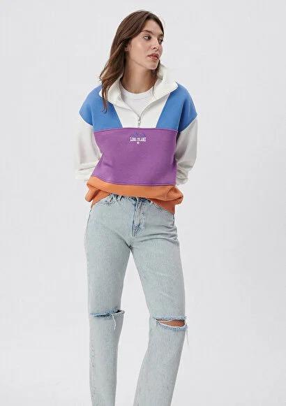 MAVİ KADIN YARIM FERMUARLI SWEATSHIRT Antique White 1S10011-85908