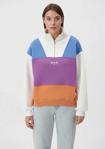 MAVİ KADIN YARIM FERMUARLI SWEATSHIRT Antique White 1S10011-85908