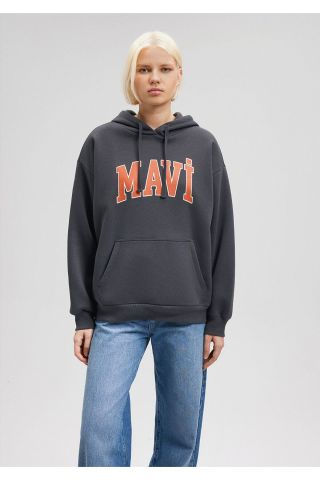 MAVİ KADIN MAVİ LOGO KAPÜŞONLU SWEATSHIRT Antrasit 1600361-80106
