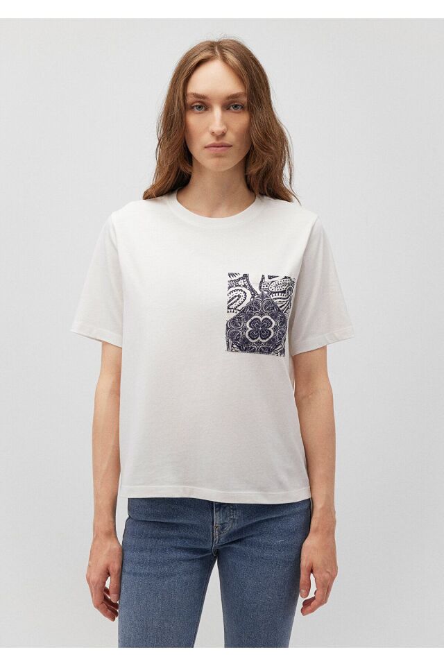 MAVİ KADIN BİSİKLET YAKA TİŞÖRT Kırık Beyaz 1612685-70057