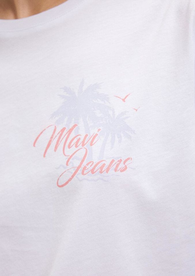 MAVİ KADIN BEACH BASKILI TİŞÖRT Beyaz 1612410-620