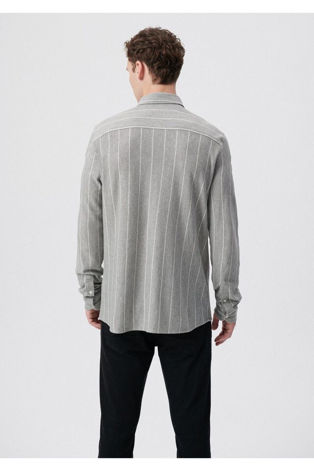 MAVİ ERKEK UZUN KOL GÖMLEK Açık Gri Melanj 0210704-80196