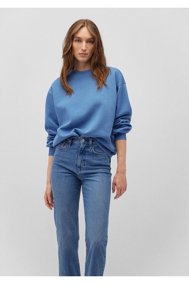 MAVİ KADIN BİSİKLET YAKA SWEATSHIRT Parlak Mavi 1610198-70885
