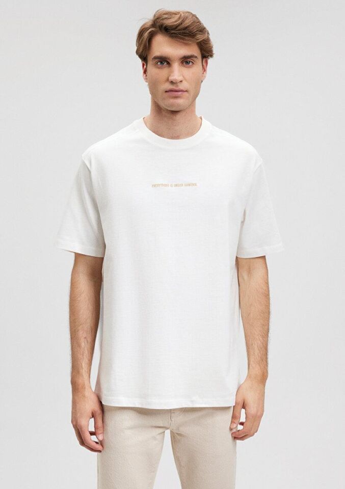 MAVİ ERKEK BASKILI TİŞÖRT Kırık Beyaz 0612026-70057