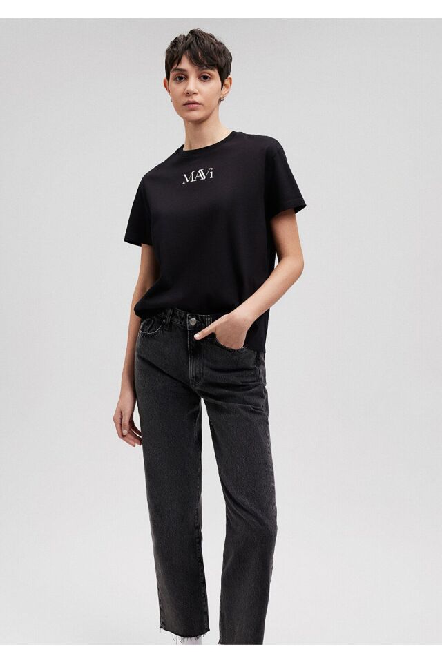 MAVİ KADIN MAVI LOGO TSHIRT Siyah 1611594-900