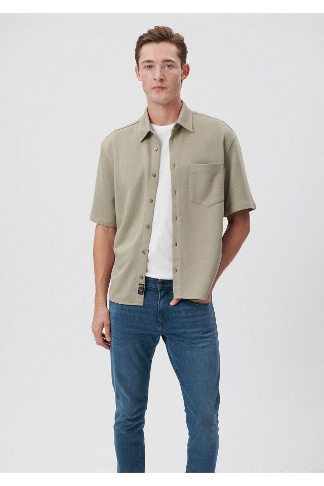 MAVİ ERKEK KISA KOL GÖMLEK Elephant Skin 0210716-70352