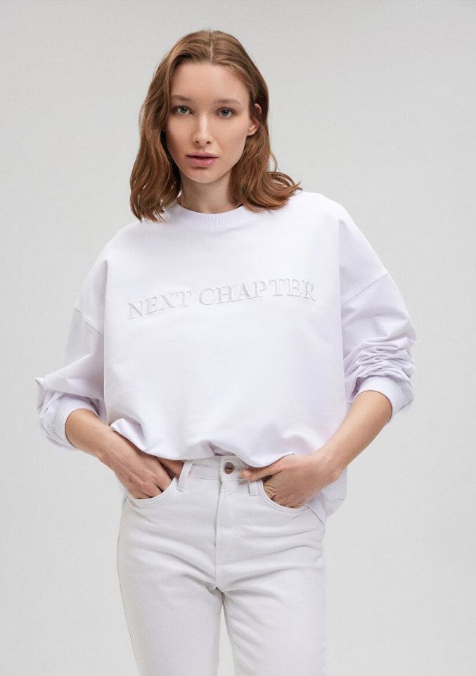 MAVİ KADIN BİSİKLET YAKA SWEATSHIRT Beyaz 1S10121-620