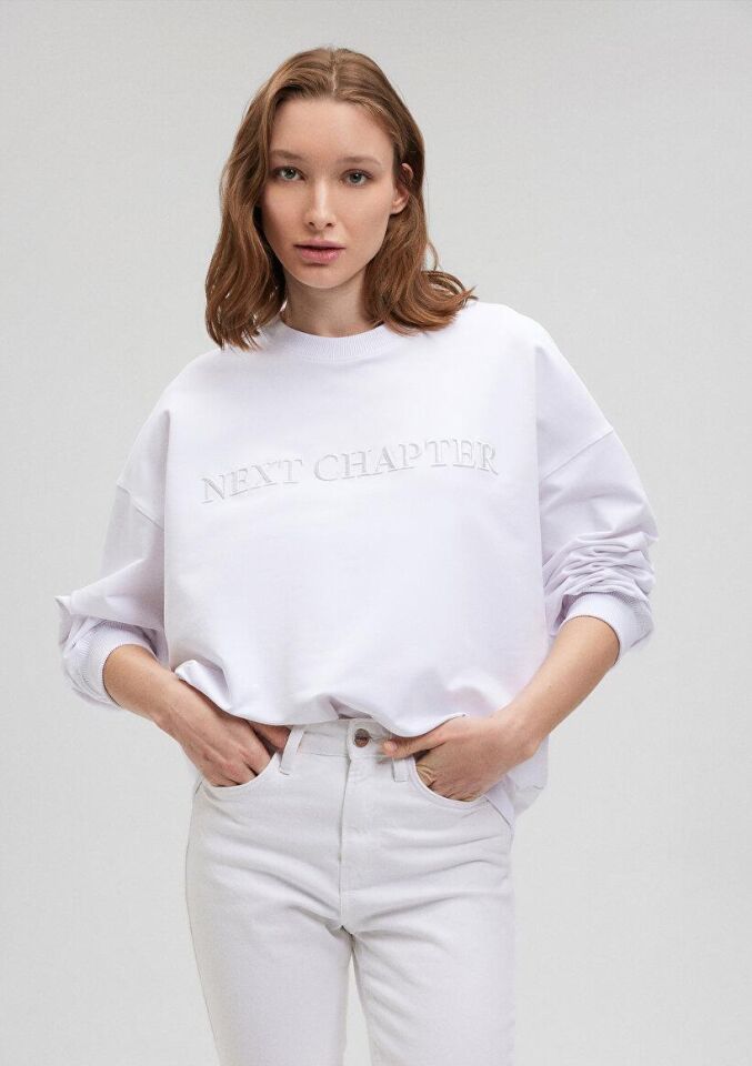 MAVİ KADIN BİSİKLET YAKA SWEATSHIRT Beyaz 1S10121-620