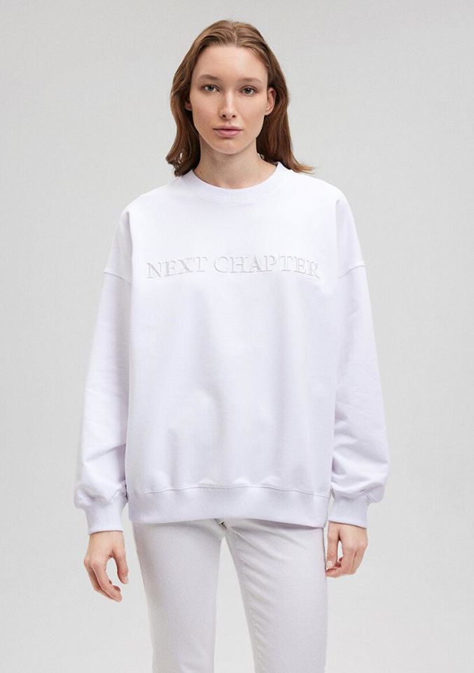 MAVİ KADIN BİSİKLET YAKA SWEATSHIRT Beyaz 1S10121-620