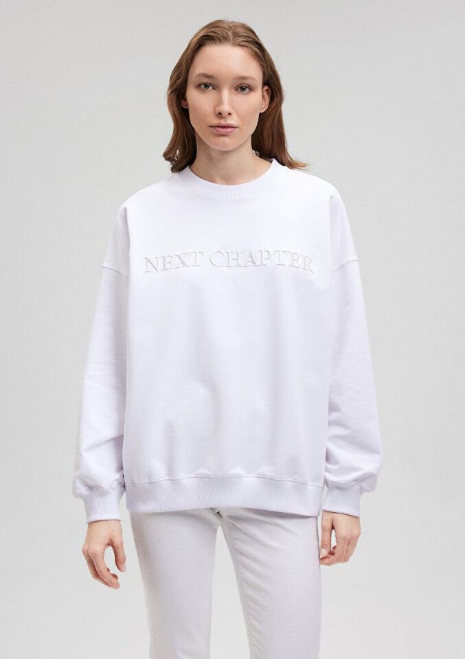 MAVİ KADIN BİSİKLET YAKA SWEATSHIRT Beyaz 1S10121-620