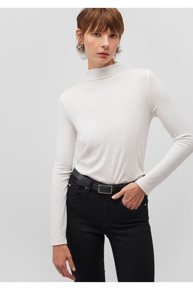 MAVİ KADIN DİK YAKA PENYE Kırık Beyaz 1612787-70057