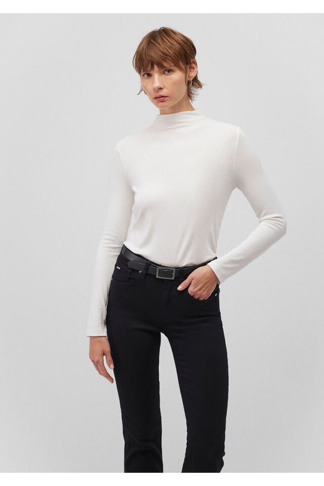 MAVİ KADIN DİK YAKA PENYE Kırık Beyaz 1612787-70057