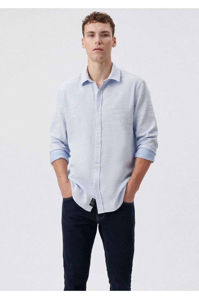 MAVİ ERKEK UZUN KOLLU GÖMLEK Parlak Mavi 0210053-26837