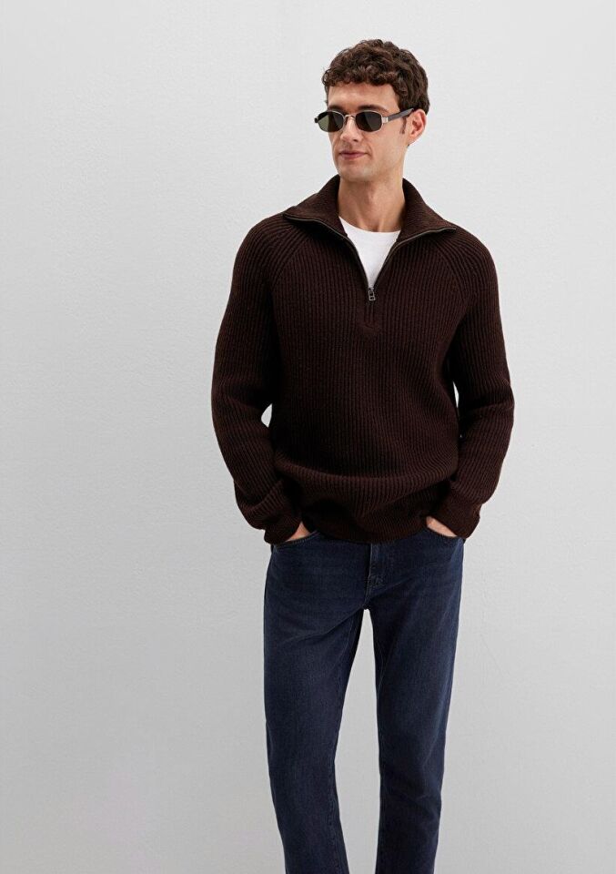 MAVİ ERKEK YARIM FERMUARLI KAZAK Çikolata Turta 0710271-88615