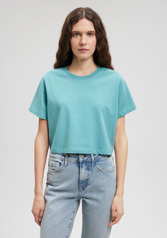 MAVİ KADIN KISA KOL CROP TİŞÖRT Bristol Blue 1611644-71823