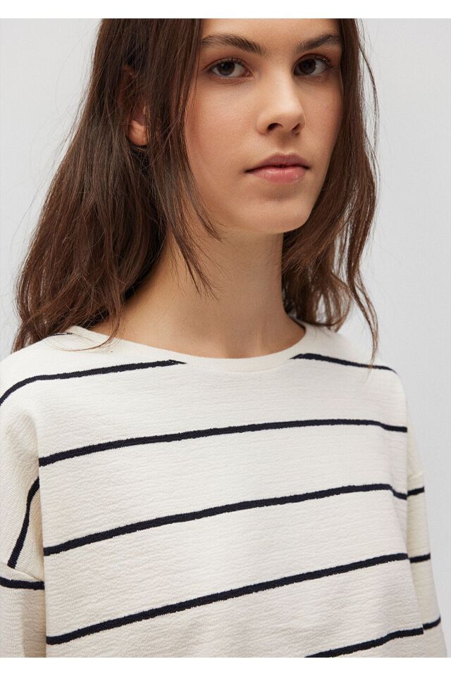 MAVİ KADIN UZUN KOLLU PENYE Derin Mavi Çizgili 1612614-84634