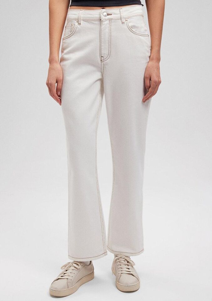 MAVİ KADIN DOKUMA PANTOLON Kırık Beyaz 1010637-70057