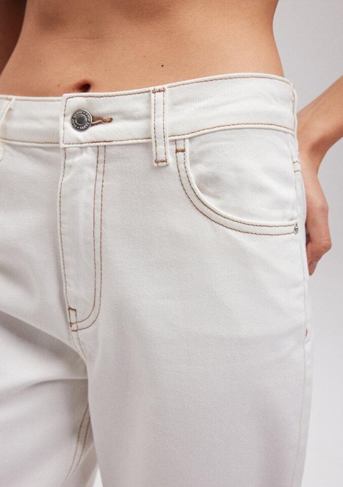 MAVİ KADIN DOKUMA PANTOLON Kırık Beyaz 1010637-70057