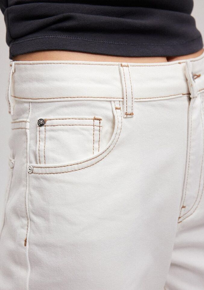 MAVİ KADIN DOKUMA PANTOLON Kırık Beyaz 1010637-70057