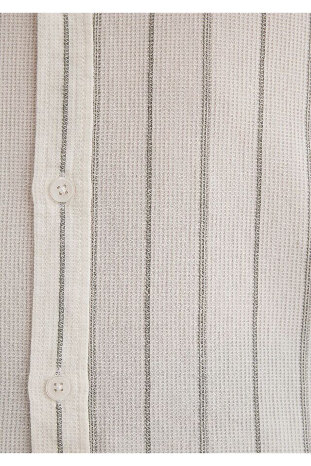 MAVİ ERKEK ÇİZGİLİ GÖMLEK Açık Haki 0211384-80692