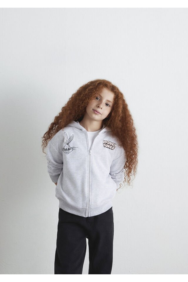 MAVİ ÇOCUK BUGS BUNNY BASKILI FERMUARLI SWEATSHIRT 7S10134-88467