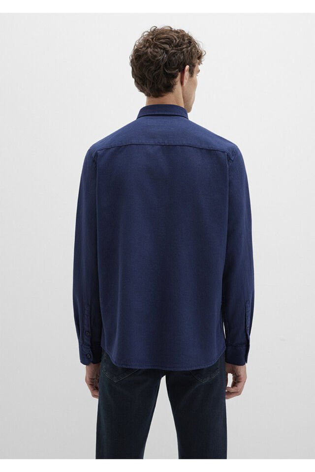 MAVİ ERKEK ÇİZGİLİ GÖMLEK İndigo zemin üzeri Night 0211775-91324