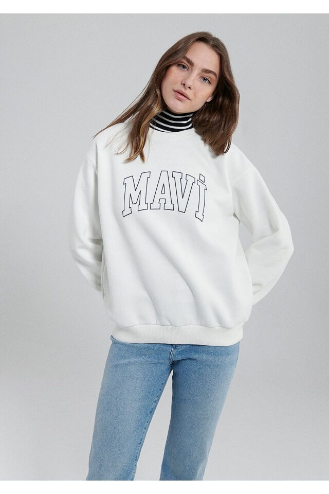 MAVİ KADIN MAVI LOGO SWEATSHIRT Kırık Beyaz 1611192-70057