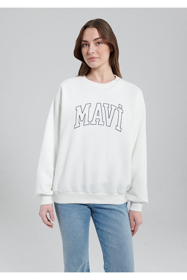 MAVİ KADIN MAVI LOGO SWEATSHIRT Kırık Beyaz 1611192-70057