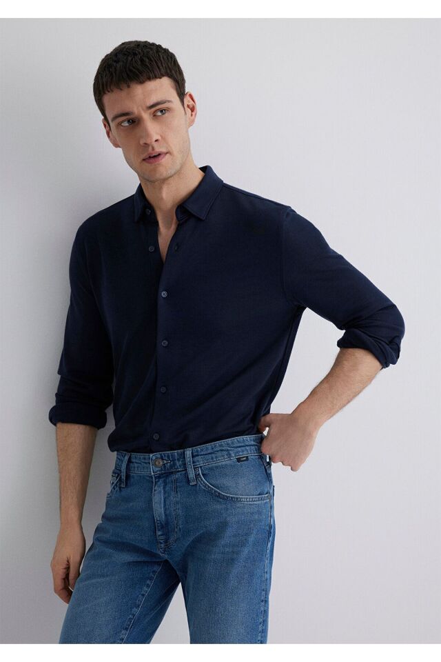 MAVİ ERKEK UZUN KOL GÖMLEK Koyu Lacivert 0211582-70488