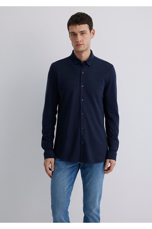 MAVİ ERKEK UZUN KOL GÖMLEK Koyu Lacivert 0211582-70488