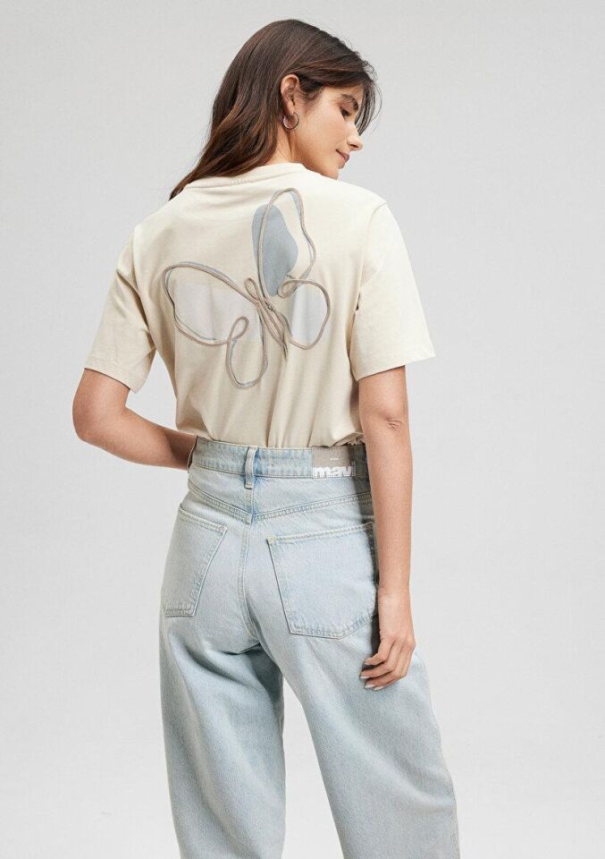 MAVİ KADIN GRAFİK BASKILI TİŞÖRT Yulaf 1612522-70020