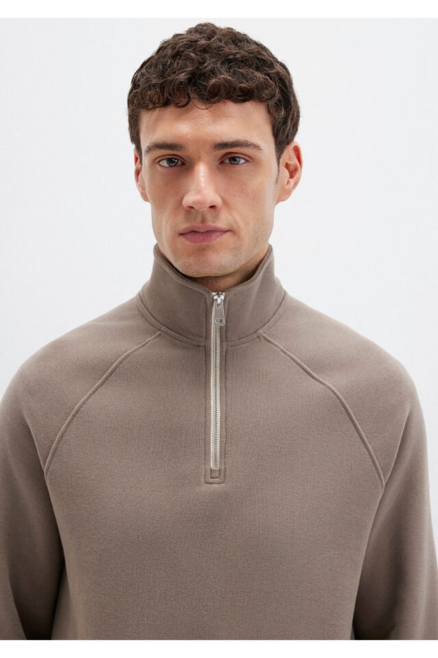 MAVİ ERKEK YARIM FERMUARLI SWEATSHIRT Walnut 0S10483-70380