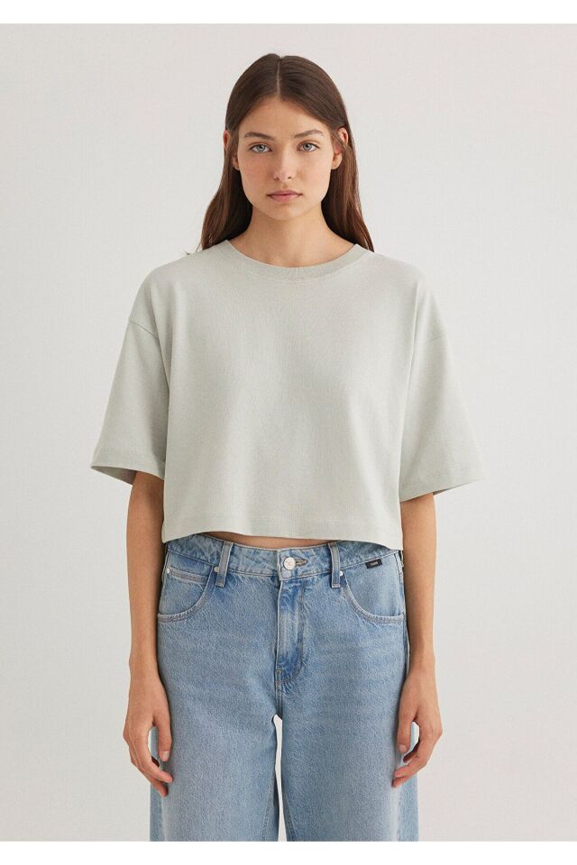 MAVİ KADIN CROP BASİC Gri 1612377-70082