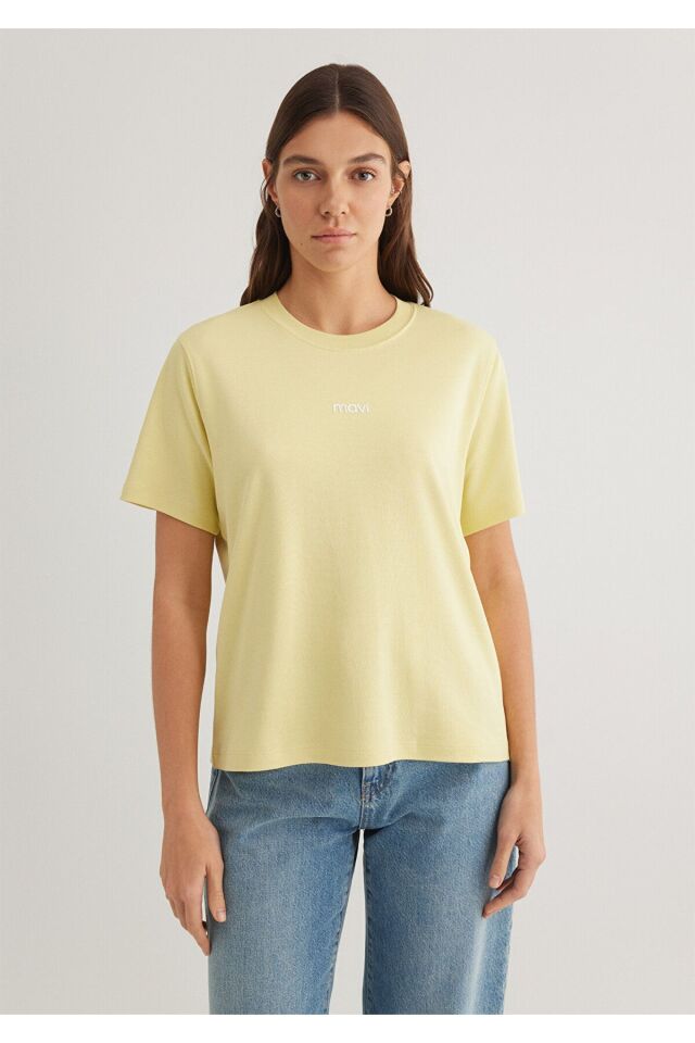 MAVİ KADIN LOGO T-SHIRT LİMON SARI 1612829-71303