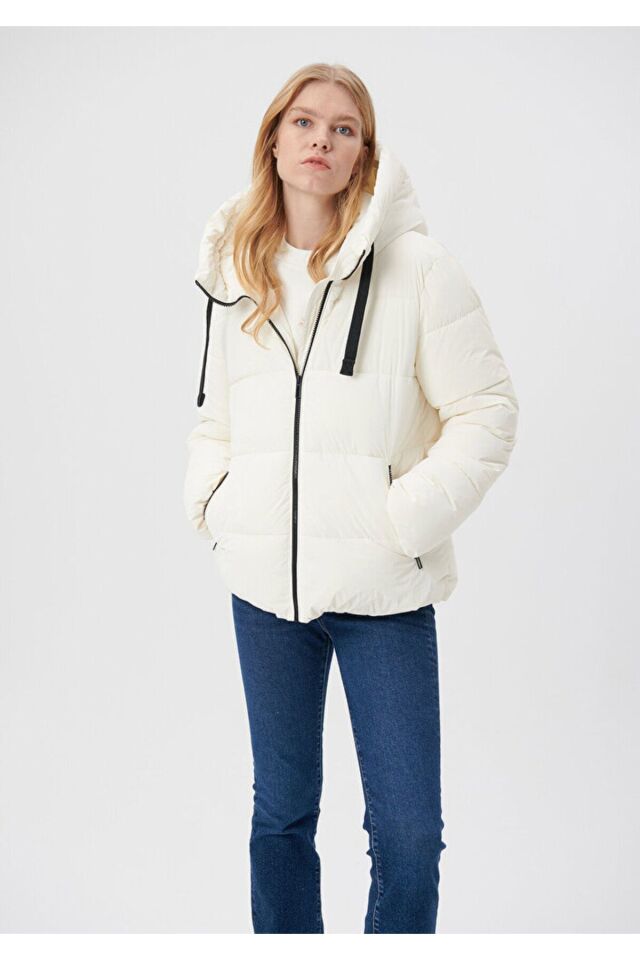MAVİ KADIN KAPÜŞONLU CEKET Toz Beyaz 1110043-83043