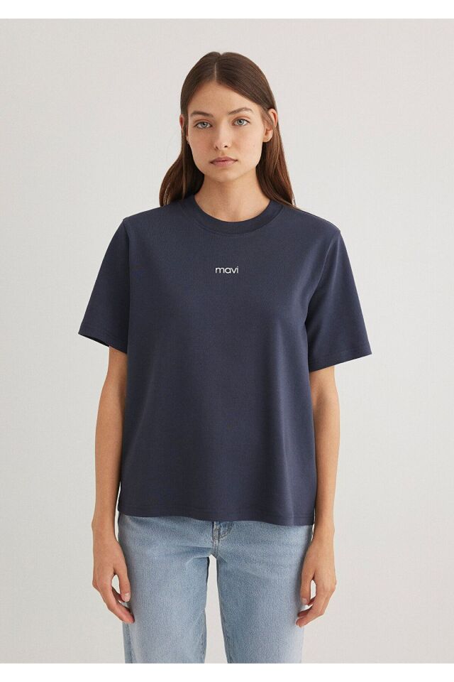 MAVİ KADIN LOGO T-SHIRT GECE MAVİSİ 1612829-85315