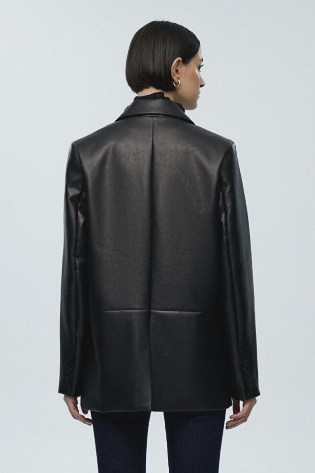 MAVİ KADIN PU BLAZER CEKET Siyah 1110494-900