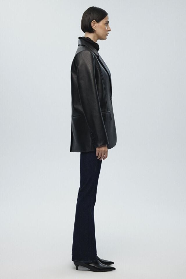 MAVİ KADIN PU BLAZER CEKET Siyah 1110494-900