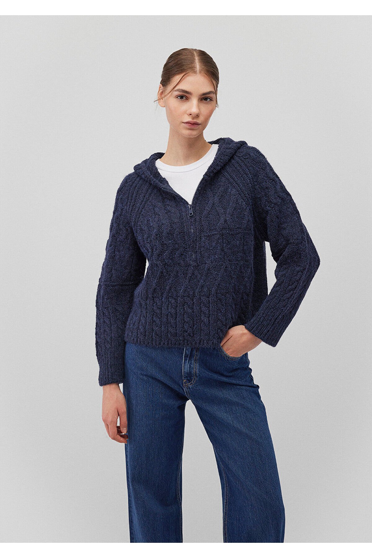 MAVİ KADIN YARIM FERMUARLI KAZAK dress blues 1710578-82454