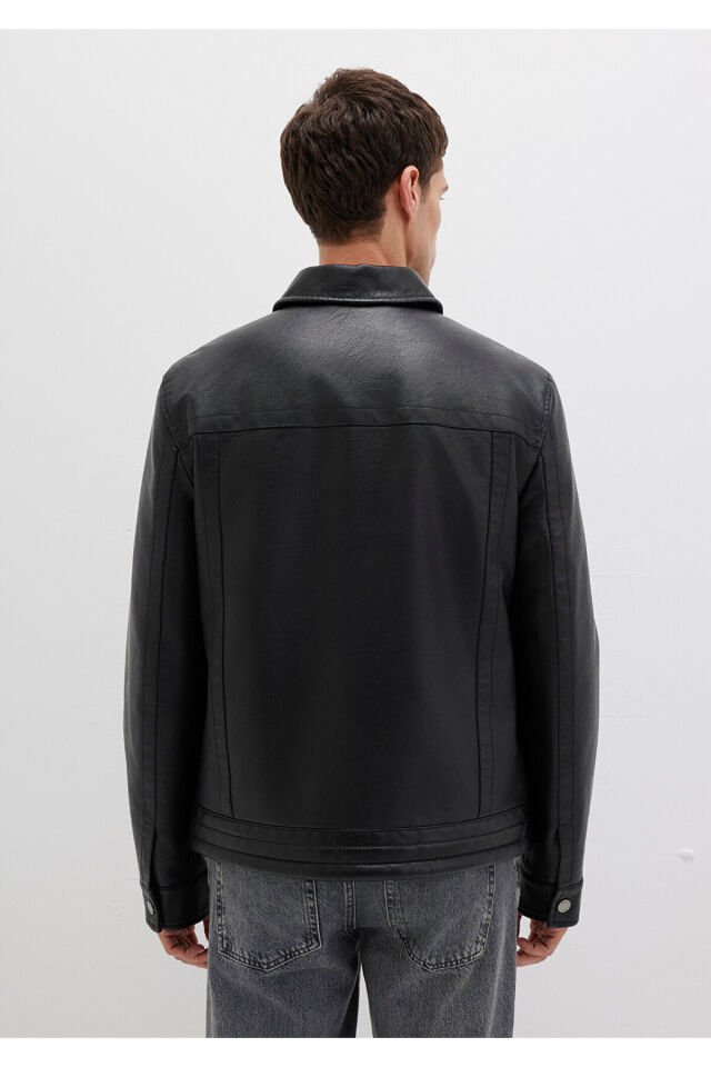 MAVİ ERKEK DERİ CEKET Jet Siyah 0110635-71379