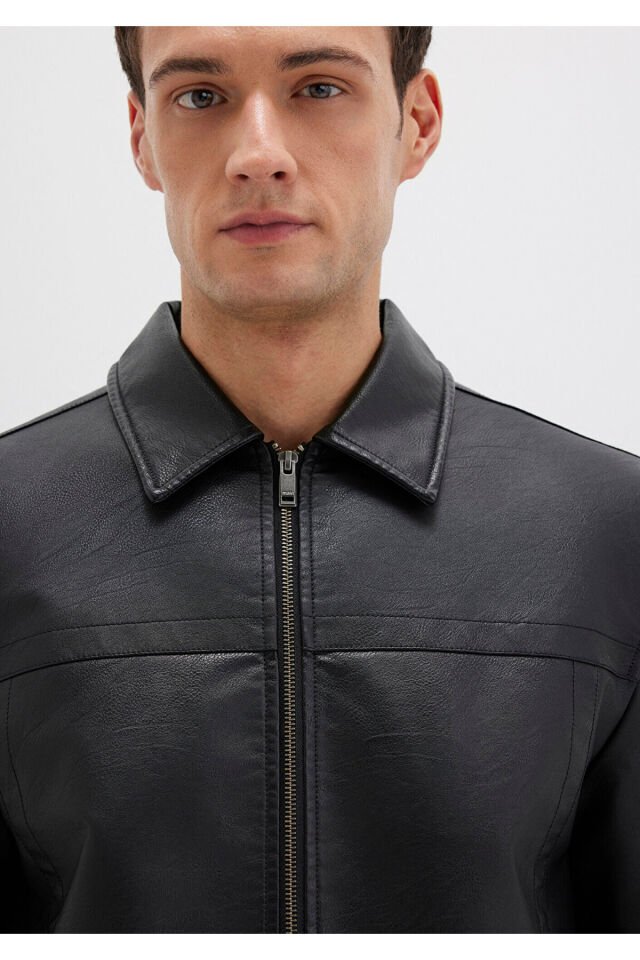 MAVİ ERKEK DERİ CEKET Jet Siyah 0110635-71379