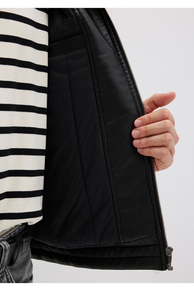 MAVİ ERKEK DERİ CEKET Jet Siyah 0110635-71379