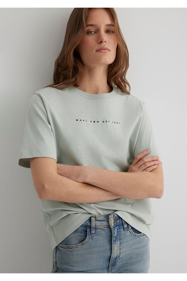 MAVİ KADIN MAVİ BASKILI TİŞÖRT Sis Yeşil 1613147-70148