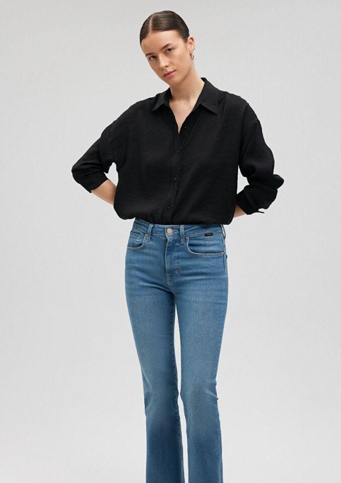 MAVİ KADIN UZUN KOL GÖMLEK Siyah 1210769-35022