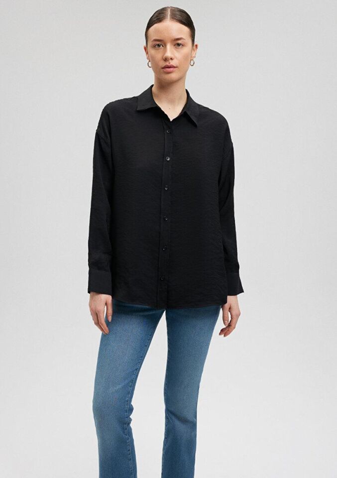 MAVİ KADIN UZUN KOL GÖMLEK Siyah 1210769-35022